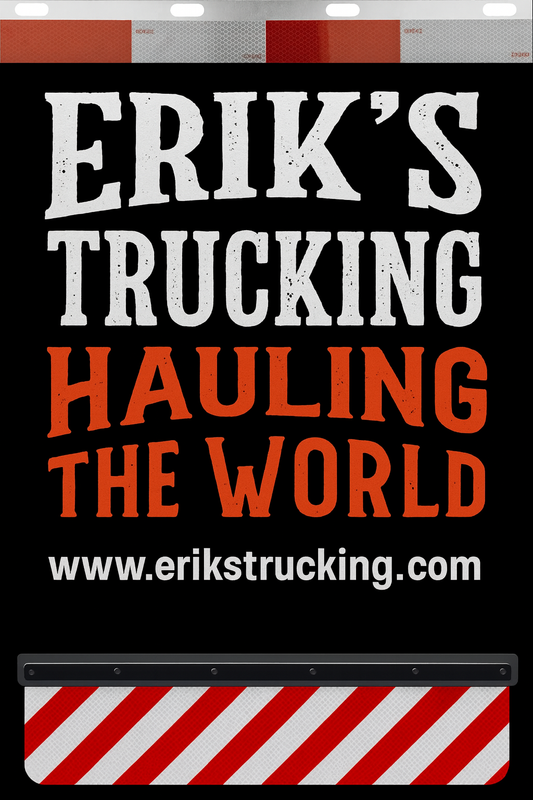 Custom Two-Color Semi-Truck, Work Truck, Box Truck Mud Flaps | Create Your Own Mud Flaps | Add Your Own Logo Or Text | Custom Mud Flap Template Designs | Mud Flaps For Compliance & Business Growth