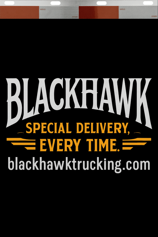Custom Two-Color Semi-Truck, Work Truck, Box Truck Mud Flaps | Create Your Own Mud Flaps | Add Your Own Logo Or Text | Custom Mud Flap Template Designs | Mud Flaps For Compliance & Business Growth