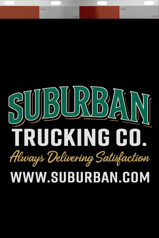 Custom Two-Color Semi-Truck, Work Truck, Box Truck Mud Flaps | Create Your Own Mud Flaps | Add Your Own Logo Or Text | Custom Mud Flap Template Designs | Mud Flaps For Compliance & Business Growth
