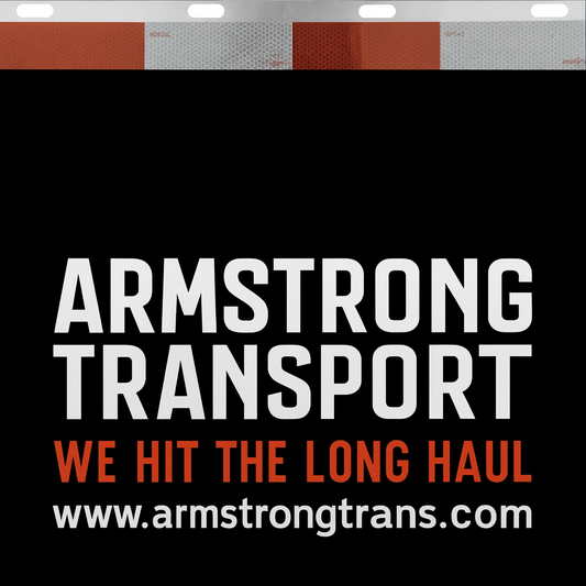 Custom Two-Color Semi-Truck, Work Truck, Box Truck Mud Flaps | Create Your Own Mud Flaps | Add Your Own Logo Or Text | Custom Mud Flap Template Designs | Mud Flaps For Compliance & Business Growth
