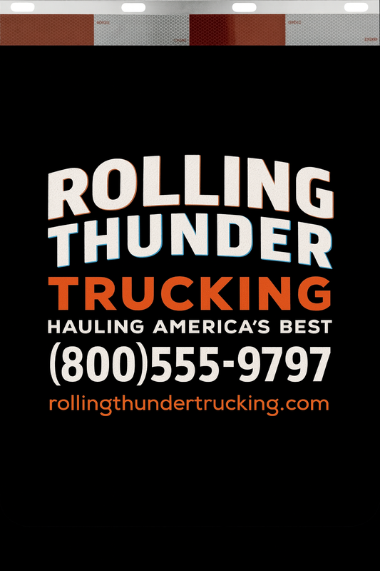 Custom Two-Color Semi-Truck, Work Truck, Box Truck Mud Flaps | Create Your Own Mud Flaps | Add Your Own Logo Or Text | Custom Mud Flap Template Designs | Mud Flaps For Compliance & Business Growth