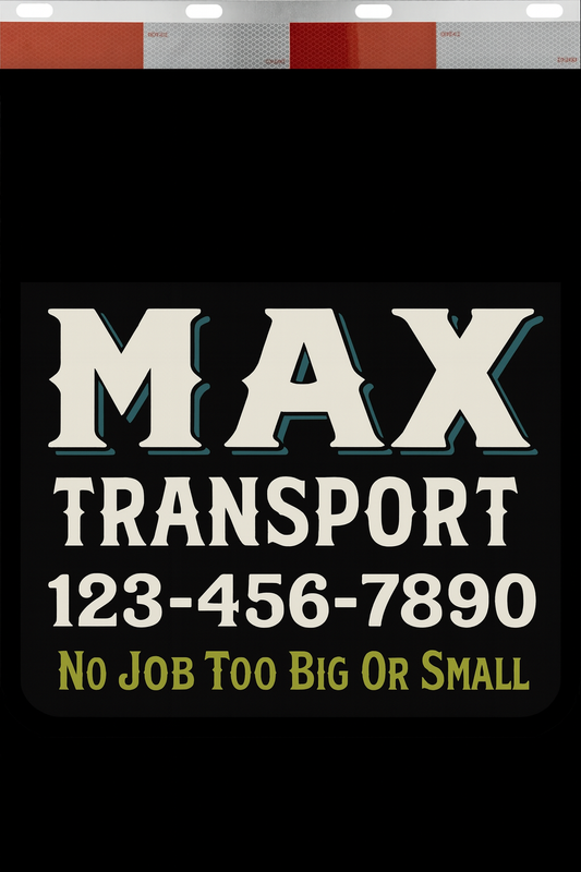 Custom Two-Color Semi-Truck, Work Truck, Box Truck Mud Flaps | Create Your Own Mud Flaps | Add Your Own Logo Or Text | Custom Mud Flap Template Designs | Mud Flaps For Compliance & Business Growth