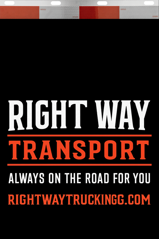 Custom Two-Color Semi-Truck, Work Truck, Box Truck Mud Flaps | Create Your Own Mud Flaps | Add Your Own Logo Or Text | Custom Mud Flap Template Designs | Mud Flaps For Compliance & Business Growth