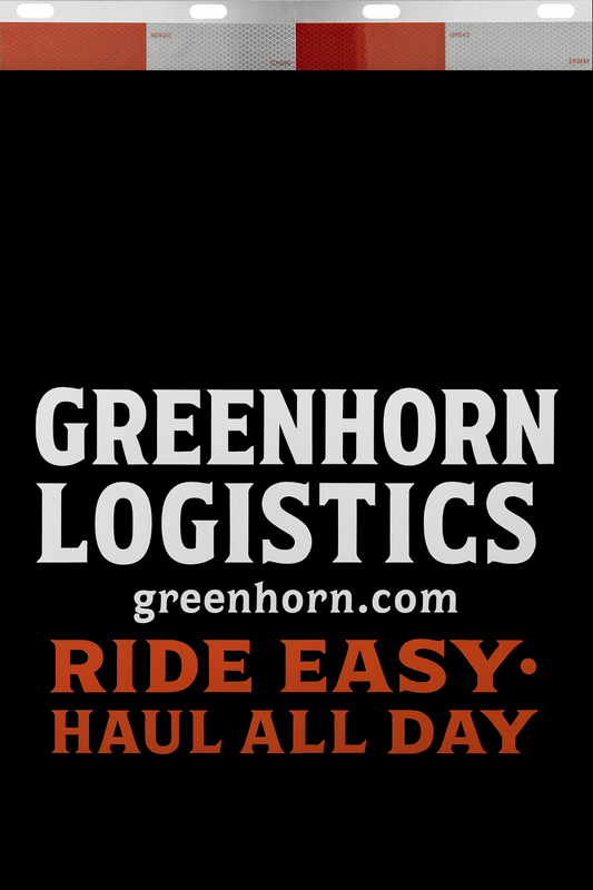 Custom Two-Color Semi-Truck, Work Truck, Box Truck Mud Flaps | Create Your Own Mud Flaps | Add Your Own Logo Or Text | Custom Mud Flap Template Designs | Mud Flaps For Compliance & Business Growth