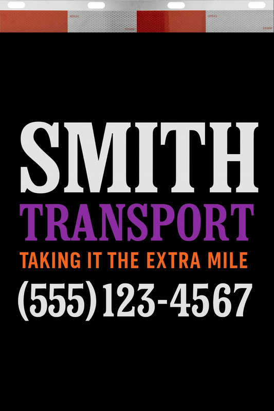 Custom Two-Color Semi-Truck, Work Truck, Box Truck Mud Flaps | Create Your Own Mud Flaps | Add Your Own Logo Or Text | Custom Mud Flap Template Designs | Mud Flaps For Compliance & Business Growth