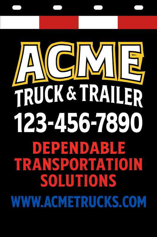 Custom Two-Color Semi-Truck, Work Truck, Box Truck Mud Flaps | Create Your Own Mud Flaps | Add Your Own Logo Or Text | Custom Mud Flap Template Designs | Mud Flaps For Compliance & Business Growth