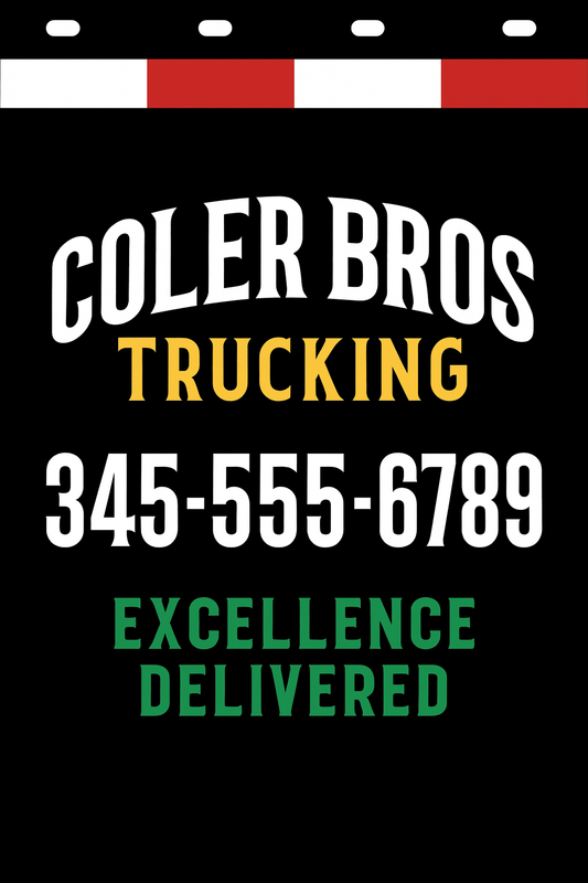 Custom Two-Color Semi-Truck, Work Truck, Box Truck Mud Flaps | Create Your Own Mud Flaps | Add Your Own Logo Or Text | Custom Mud Flap Template Designs | Mud Flaps For Compliance & Business Growth