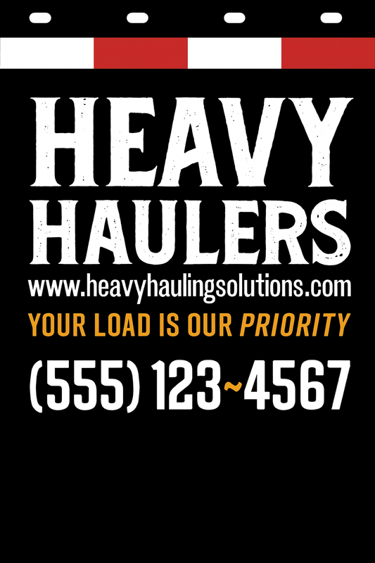 Custom Two-Color Semi-Truck, Work Truck, Box Truck Mud Flaps | Create Your Own Mud Flaps | Add Your Own Logo Or Text | Custom Mud Flap Template Designs | Mud Flaps For Compliance & Business Growth