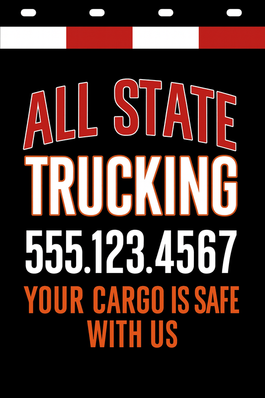 Custom Two-Color Semi-Truck, Work Truck, Box Truck Mud Flaps | Create Your Own Mud Flaps | Add Your Own Logo Or Text | Custom Mud Flap Template Designs | Mud Flaps For Compliance & Business Growth