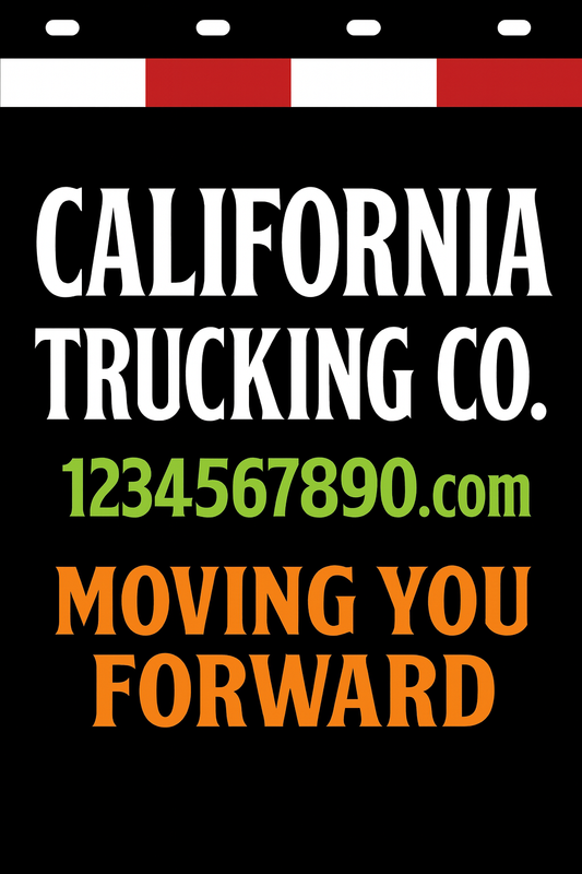 Custom Two-Color Semi-Truck, Work Truck, Box Truck Mud Flaps | Create Your Own Mud Flaps | Add Your Own Logo Or Text | Custom Mud Flap Template Designs | Mud Flaps For Compliance & Business Growth