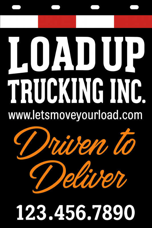 Custom Two-Color Semi-Truck, Work Truck, Box Truck Mud Flaps | Create Your Own Mud Flaps | Add Your Own Logo Or Text | Custom Mud Flap Template Designs | Mud Flaps For Compliance & Business Growth