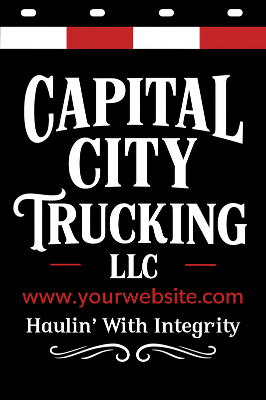Custom Two-Color Semi-Truck, Work Truck, Box Truck Mud Flaps | Create Your Own Mud Flaps | Add Your Own Logo Or Text | Custom Mud Flap Template Designs | Mud Flaps For Compliance & Business Growth