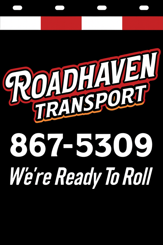 Custom Two-Color Semi-Truck, Work Truck, Box Truck Mud Flaps | Create Your Own Mud Flaps | Add Your Own Logo Or Text | Custom Mud Flap Template Designs | Mud Flaps For Compliance & Business Growth