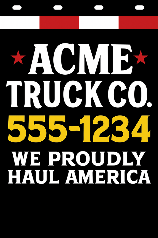 Custom Two-Color Semi-Truck, Work Truck, Box Truck Mud Flaps | Create Your Own Mud Flaps | Add Your Own Logo Or Text | Custom Mud Flap Template Designs | Mud Flaps For Compliance & Business Growth