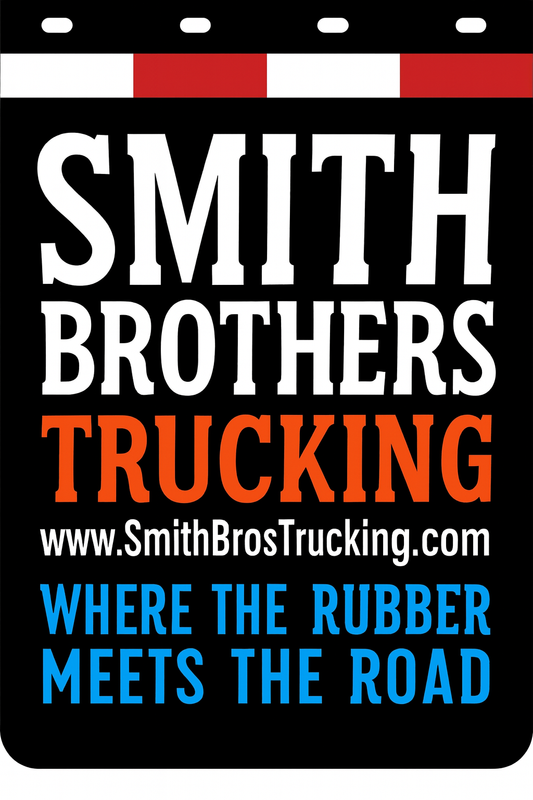 Custom Two-Color Semi-Truck, Work Truck, Box Truck Mud Flaps | Create Your Own Mud Flaps | Add Your Own Logo Or Text | Custom Mud Flap Template Designs | Mud Flaps For Compliance & Business Growth