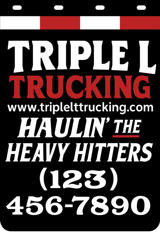Custom Two-Color Semi-Truck, Work Truck, Box Truck Mud Flaps | Create Your Own Mud Flaps | Add Your Own Logo Or Text | Custom Mud Flap Template Designs | Mud Flaps For Compliance & Business Growth