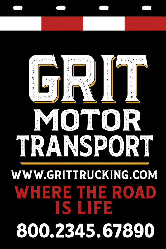 Custom Two-Color Semi-Truck, Work Truck, Box Truck Mud Flaps | Create Your Own Mud Flaps | Add Your Own Logo Or Text | Custom Mud Flap Template Designs | Mud Flaps For Compliance & Business Growth
