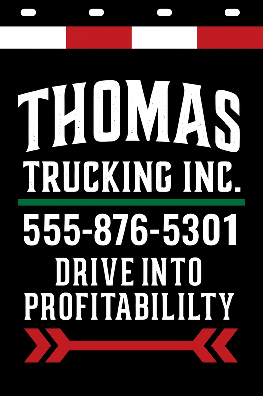Custom Two-Color Semi-Truck, Work Truck, Box Truck Mud Flaps | Create Your Own Mud Flaps | Add Your Own Logo Or Text | Custom Mud Flap Template Designs | Mud Flaps For Compliance & Business Growth
