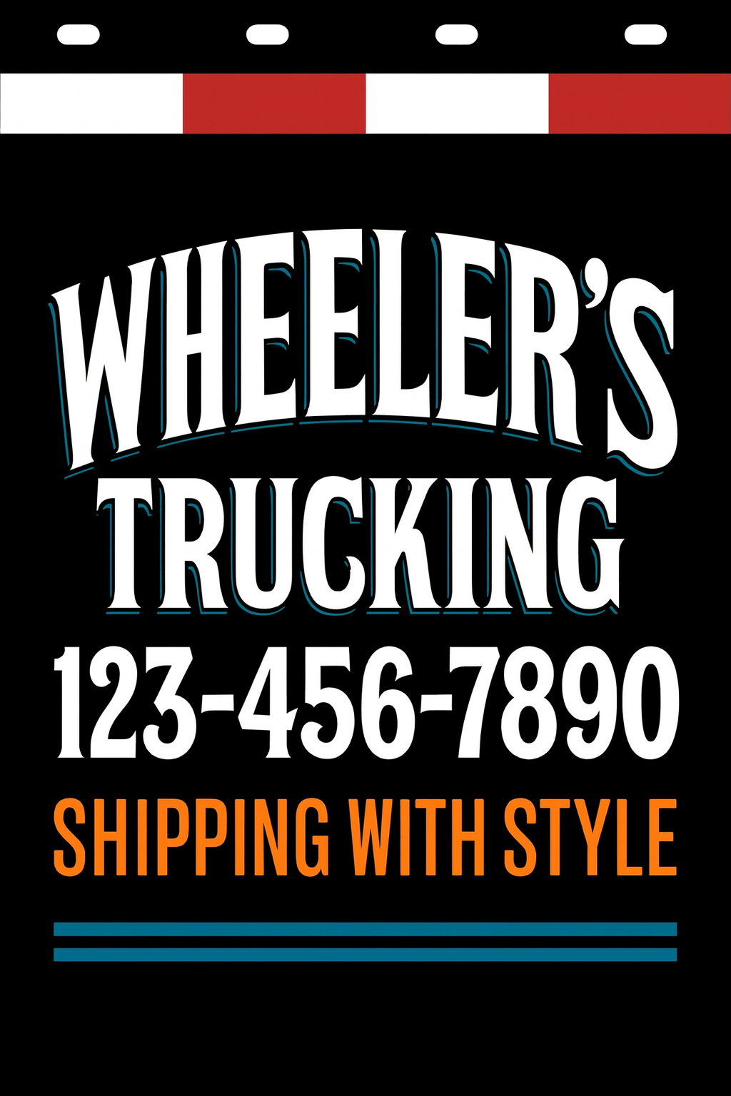 Custom Two-Color Semi-Truck, Work Truck, Box Truck Mud Flaps | Create Your Own Mud Flaps | Add Your Own Logo Or Text | Custom Mud Flap Template Designs | Mud Flaps For Compliance & Business Growth