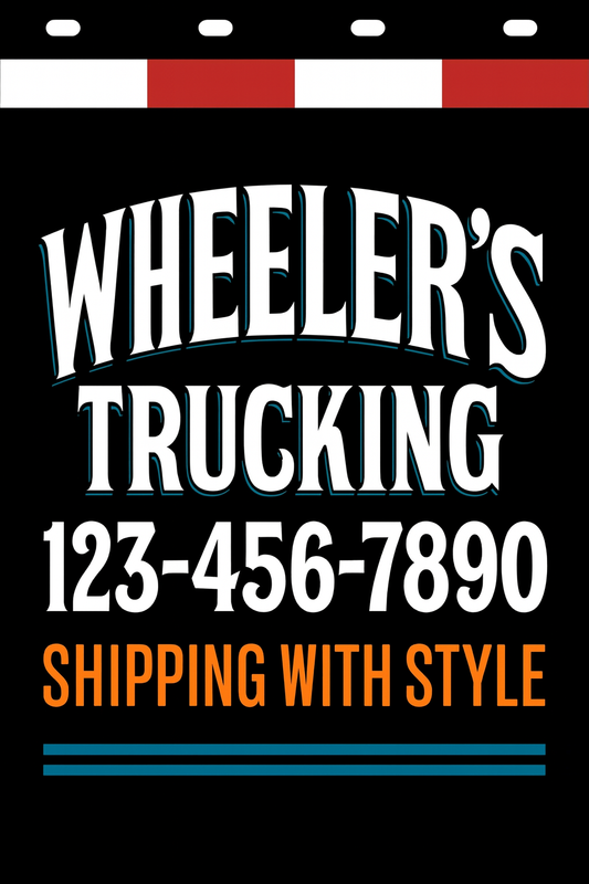 Custom Two-Color Semi-Truck, Work Truck, Box Truck Mud Flaps | Create Your Own Mud Flaps | Add Your Own Logo Or Text | Custom Mud Flap Template Designs | Mud Flaps For Compliance & Business Growth
