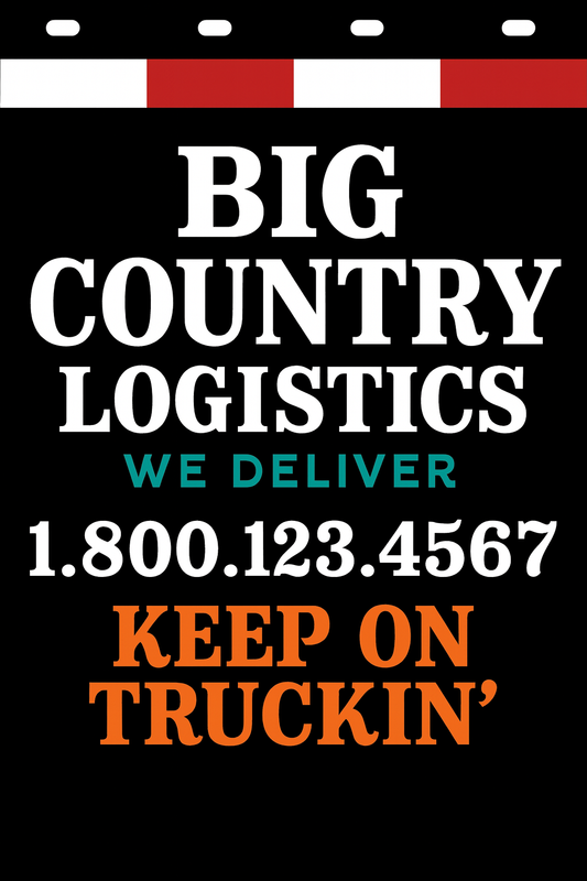 Custom Two-Color Semi-Truck, Work Truck, Box Truck Mud Flaps | Create Your Own Mud Flaps | Add Your Own Logo Or Text | Custom Mud Flap Template Designs | Mud Flaps For Compliance & Business Growth
