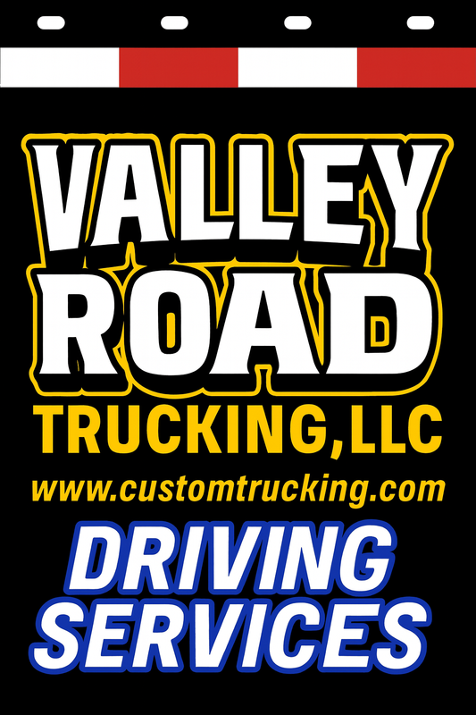 Custom Two-Color Semi-Truck, Work Truck, Box Truck Mud Flaps | Create Your Own Mud Flaps | Add Your Own Logo Or Text | Custom Mud Flap Template Designs | Mud Flaps For Compliance & Business Growth