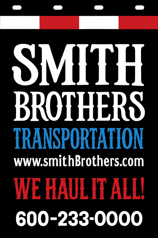 Custom Two-Color Semi-Truck, Work Truck, Box Truck Mud Flaps | Create Your Own Mud Flaps | Add Your Own Logo Or Text | Custom Mud Flap Template Designs | Mud Flaps For Compliance & Business Growth