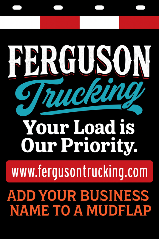 Custom Two-Color Semi-Truck, Work Truck, Box Truck Mud Flaps | Create Your Own Mud Flaps | Add Your Own Logo Or Text | Custom Mud Flap Template Designs | Mud Flaps For Compliance & Business Growth