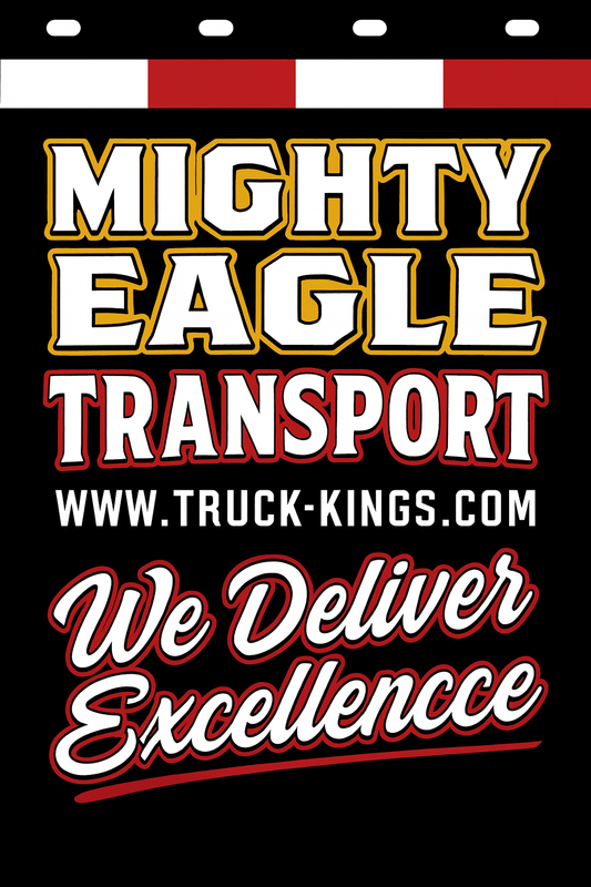 Custom Two-Color Semi-Truck, Work Truck, Box Truck Mud Flaps | Create Your Own Mud Flaps | Add Your Own Logo Or Text | Custom Mud Flap Template Designs | Mud Flaps For Compliance & Business Growth