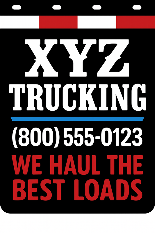 Custom Two-Color Semi-Truck, Work Truck, Box Truck Mud Flaps | Create Your Own Mud Flaps | Add Your Own Logo Or Text | Custom Mud Flap Template Designs | Mud Flaps For Compliance & Business Growth