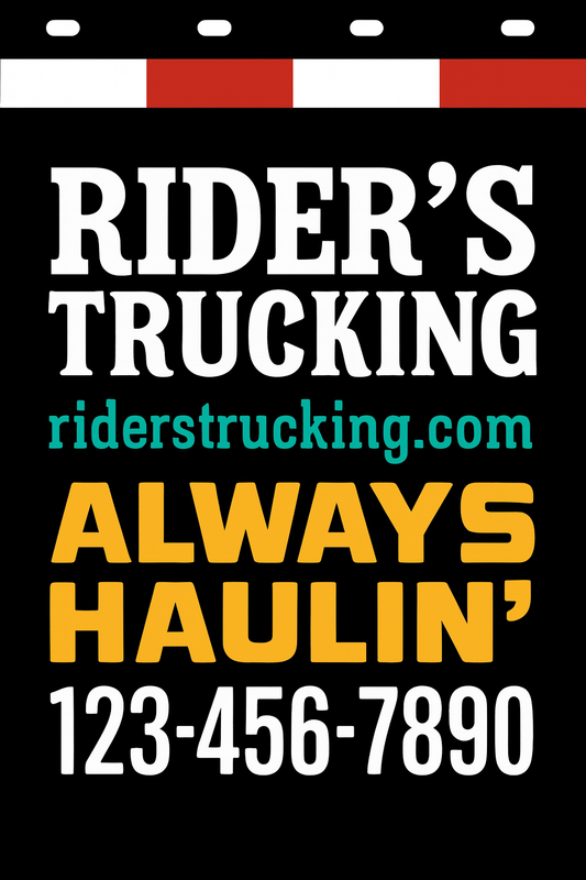 Custom Two-Color Semi-Truck, Work Truck, Box Truck Mud Flaps | Create Your Own Mud Flaps | Add Your Own Logo Or Text | Custom Mud Flap Template Designs | Mud Flaps For Compliance & Business Growth