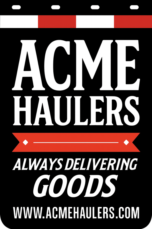 Custom Two-Color Semi-Truck, Work Truck, Box Truck Mud Flaps | Create Your Own Mud Flaps | Add Your Own Logo Or Text | Custom Mud Flap Template Designs | Mud Flaps For Compliance & Business Growth