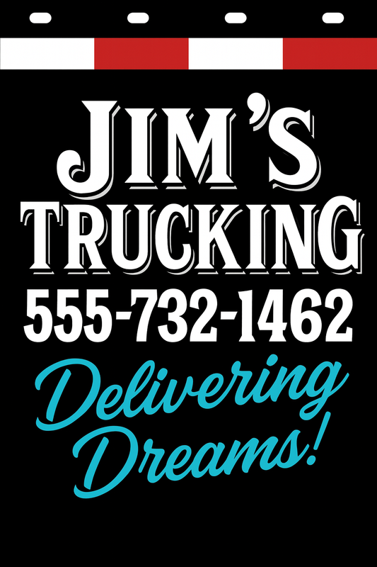 Custom Two-Color Semi-Truck, Work Truck, Box Truck Mud Flaps | Create Your Own Mud Flaps | Add Your Own Logo Or Text | Custom Mud Flap Template Designs | Mud Flaps For Compliance & Business Growth