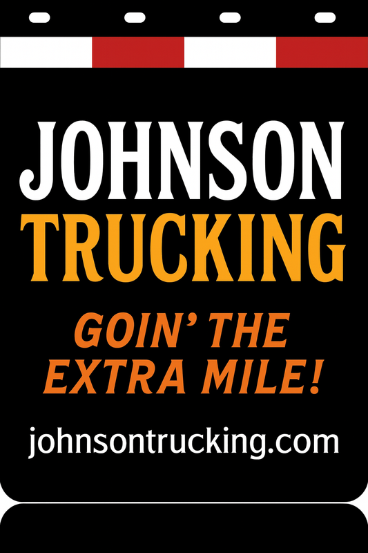 Custom Two-Color Semi-Truck, Work Truck, Box Truck Mud Flaps | Create Your Own Mud Flaps | Add Your Own Logo Or Text | Custom Mud Flap Template Designs | Mud Flaps For Compliance & Business Growth