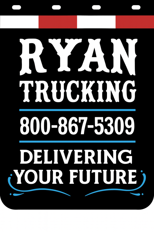 Custom Two-Color Semi-Truck, Work Truck, Box Truck Mud Flaps | Create Your Own Mud Flaps | Add Your Own Logo Or Text | Custom Mud Flap Template Designs | Mud Flaps For Compliance & Business Growth
