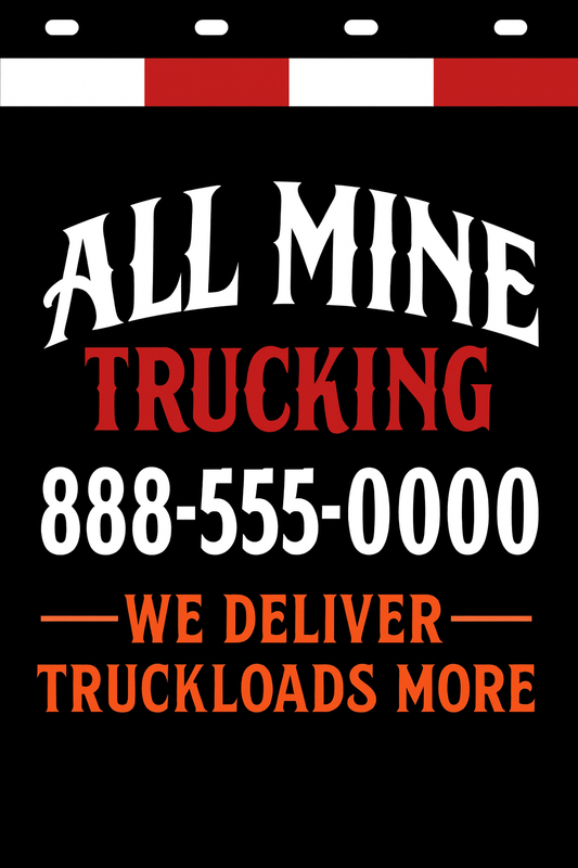 Custom Two-Color Semi-Truck, Work Truck, Box Truck Mud Flaps | Create Your Own Mud Flaps | Add Your Own Logo Or Text | Custom Mud Flap Template Designs | Mud Flaps For Compliance & Business Growth