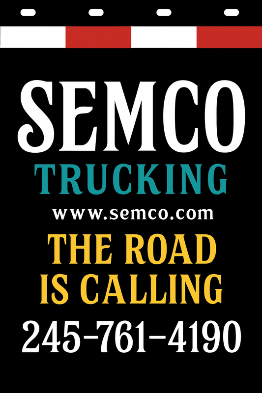 Custom Two-Color Semi-Truck, Work Truck, Box Truck Mud Flaps | Create Your Own Mud Flaps | Add Your Own Logo Or Text | Custom Mud Flap Template Designs | Mud Flaps For Compliance & Business Growth