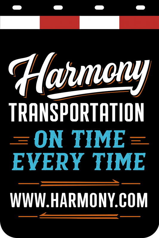 Custom Two-Color Semi-Truck, Work Truck, Box Truck Mud Flaps | Create Your Own Mud Flaps | Add Your Own Logo Or Text | Custom Mud Flap Template Designs | Mud Flaps For Compliance & Business Growth