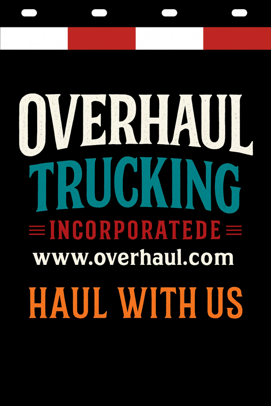 Custom Two-Color Semi-Truck, Work Truck, Box Truck Mud Flaps | Create Your Own Mud Flaps | Add Your Own Logo Or Text | Custom Mud Flap Template Designs | Mud Flaps For Compliance & Business Growth