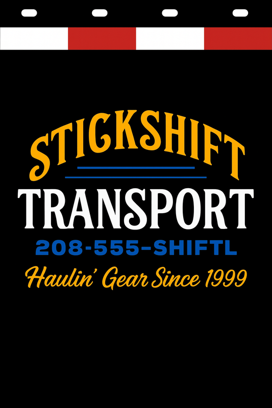 Custom Two-Color Semi-Truck, Work Truck, Box Truck Mud Flaps | Create Your Own Mud Flaps | Add Your Own Logo Or Text | Custom Mud Flap Template Designs | Mud Flaps For Compliance & Business Growth