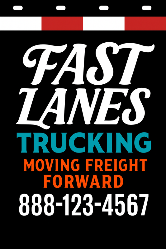 Custom Two-Color Semi-Truck, Work Truck, Box Truck Mud Flaps | Create Your Own Mud Flaps | Add Your Own Logo Or Text | Custom Mud Flap Template Designs | Mud Flaps For Compliance & Business Growth