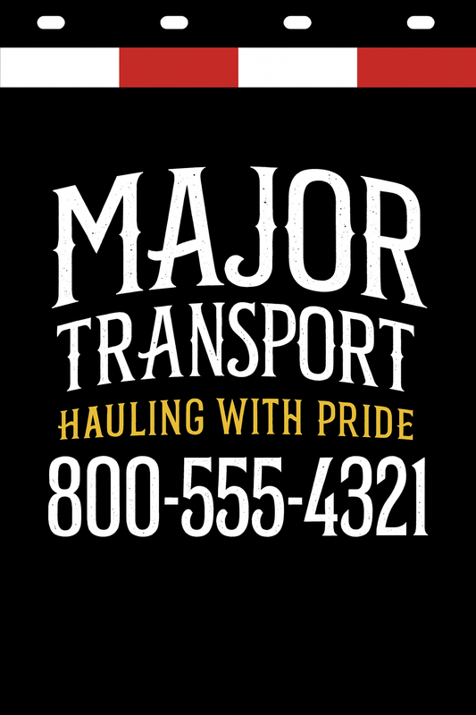 Custom Two-Color Semi-Truck, Work Truck, Box Truck Mud Flaps | Create Your Own Mud Flaps | Add Your Own Logo Or Text | Custom Mud Flap Template Designs | Mud Flaps For Compliance & Business Growth