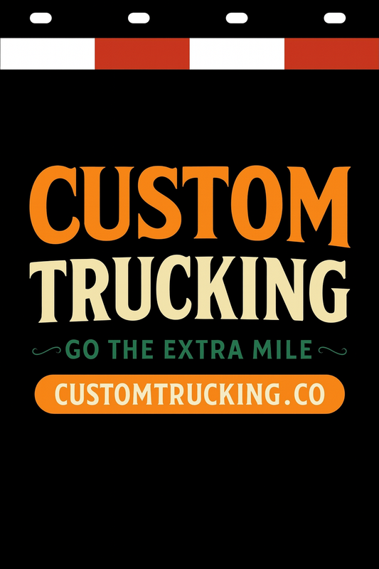 Custom Two-Color Semi-Truck, Work Truck, Box Truck Mud Flaps | Create Your Own Mud Flaps | Add Your Own Logo Or Text | Custom Mud Flap Template Designs | Mud Flaps For Compliance & Business Growth