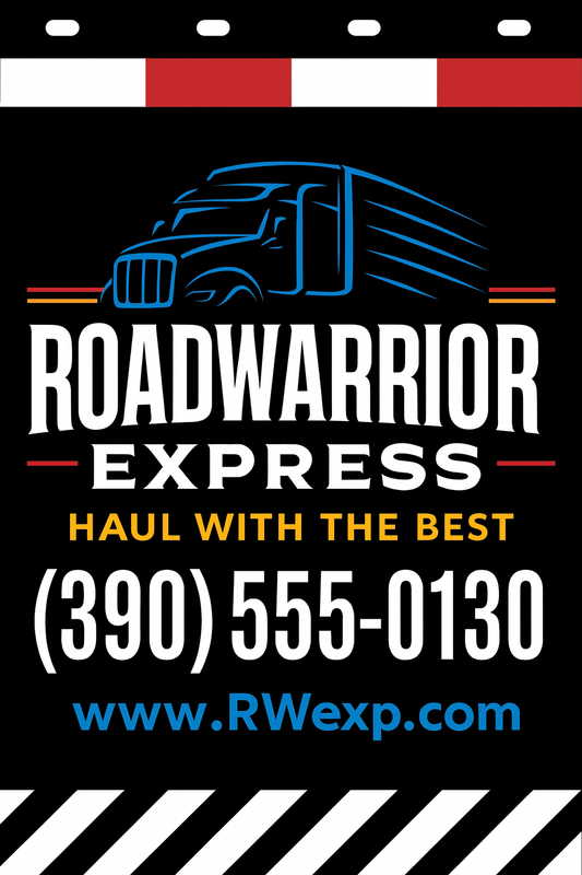 Custom Two-Color Semi-Truck, Work Truck, Box Truck Mud Flaps | Create Your Own Mud Flaps | Add Your Own Logo Or Text | Custom Mud Flap Template Designs | Mud Flaps For Compliance & Business Growth
