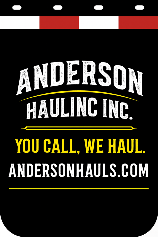 Custom Two-Color Semi-Truck, Work Truck, Box Truck Mud Flaps | Create Your Own Mud Flaps | Add Your Own Logo Or Text | Custom Mud Flap Template Designs | Mud Flaps For Compliance & Business Growth