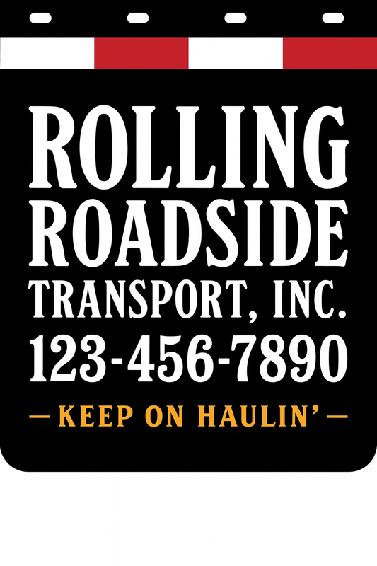 Custom Two-Color Semi-Truck, Work Truck, Box Truck Mud Flaps | Create Your Own Mud Flaps | Add Your Own Logo Or Text | Custom Mud Flap Template Designs | Mud Flaps For Compliance & Business Growth