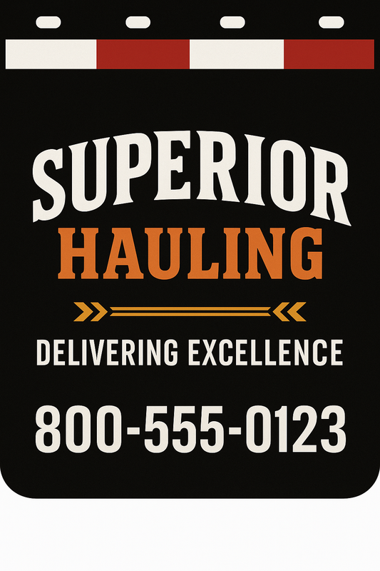 Custom Two-Color Semi-Truck, Work Truck, Box Truck Mud Flaps | Create Your Own Mud Flaps | Add Your Own Logo Or Text | Custom Mud Flap Template Designs | Mud Flaps For Compliance & Business Growth