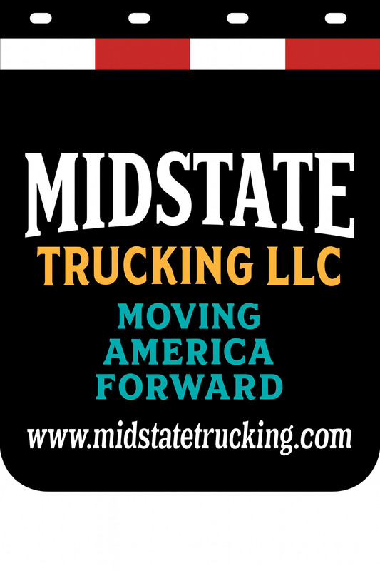 Custom Two-Color Semi-Truck, Work Truck, Box Truck Mud Flaps | Create Your Own Mud Flaps | Add Your Own Logo Or Text | Custom Mud Flap Template Designs | Mud Flaps For Compliance & Business Growth