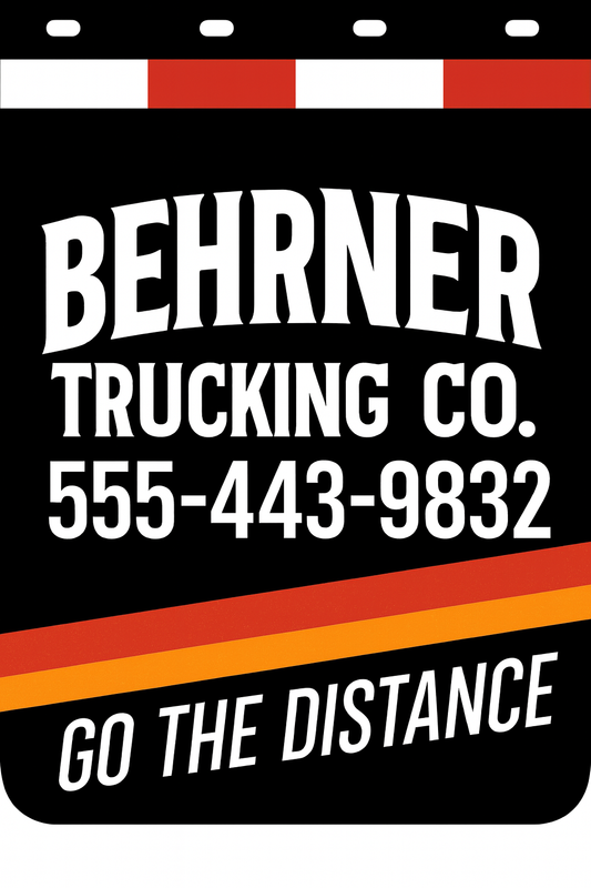 Custom Two-Color Semi-Truck, Work Truck, Box Truck Mud Flaps | Create Your Own Mud Flaps | Add Your Own Logo Or Text | Custom Mud Flap Template Designs | Mud Flaps For Compliance & Business Growth