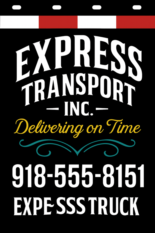 Custom Two-Color Semi-Truck, Work Truck, Box Truck Mud Flaps | Create Your Own Mud Flaps | Add Your Own Logo Or Text | Custom Mud Flap Template Designs | Mud Flaps For Compliance & Business Growth